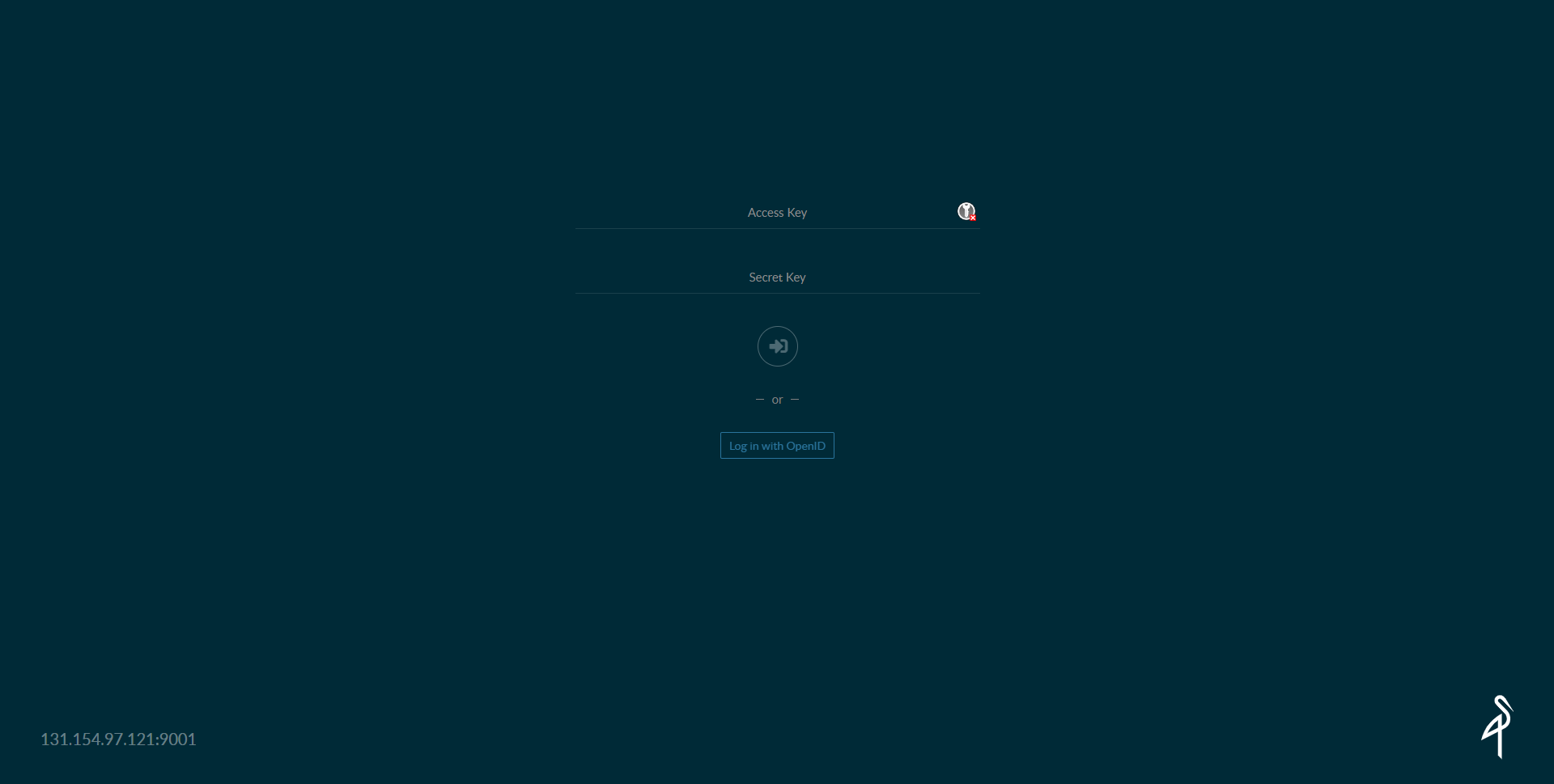 Minio login page